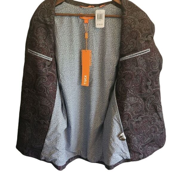 TALLIA Men's Paisley Burgundy and Gray Sports Coat Blazer Size Large - Picture 3 of 7